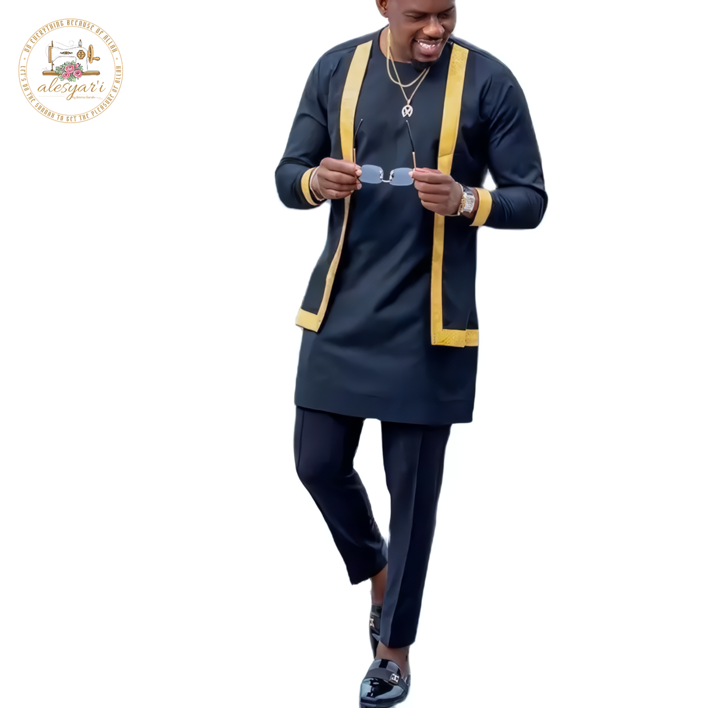 Alesyari Shop I New Classic Men's 2-piece Suit, Suit Pants, Jacket, T-shirt, Solid Color, Long Sleeved Holiday Wedding, African Ethnic Clothing