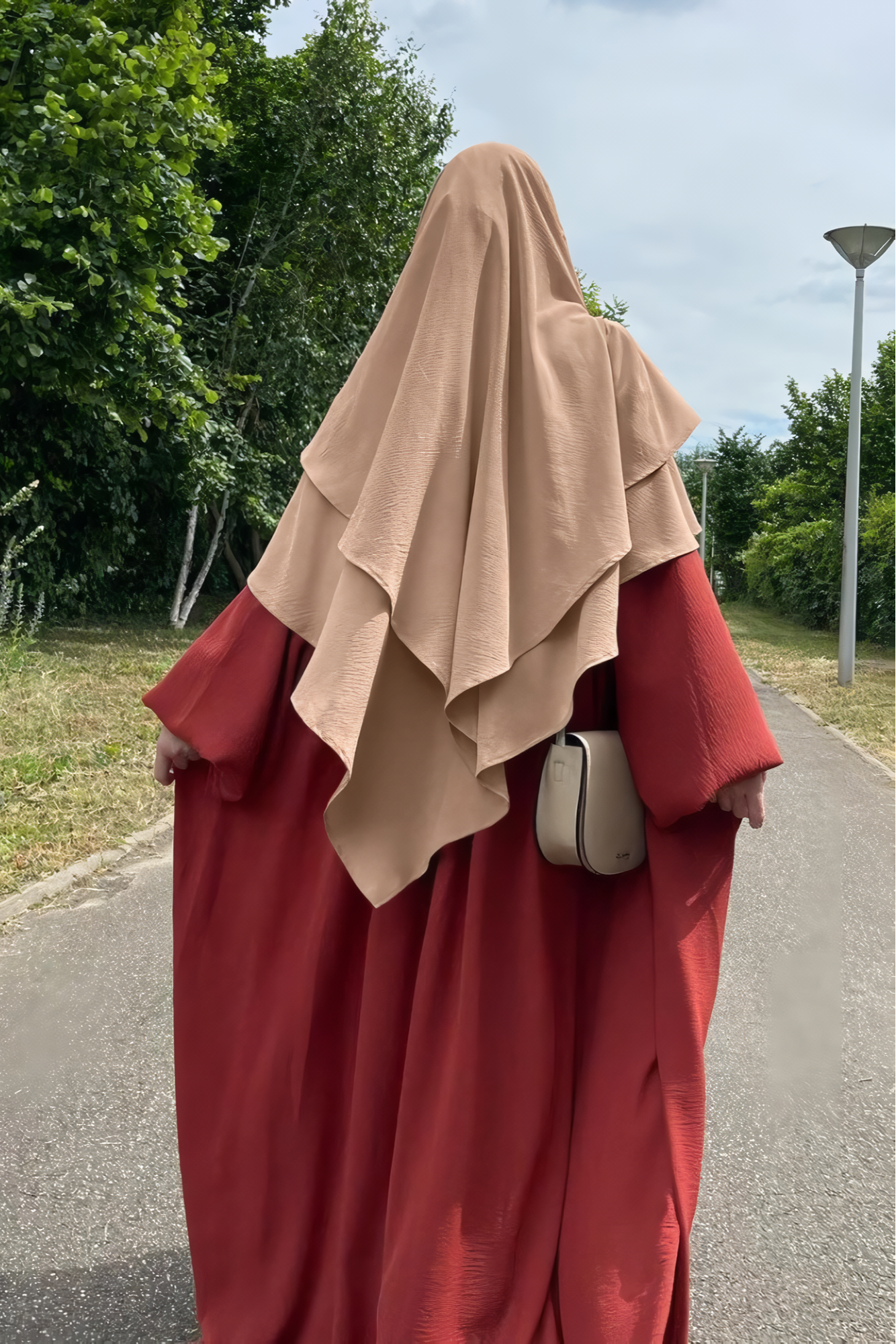 1pcs French Khimar and Half Niqab 2 Layer from Crinkle Airflow Fabric