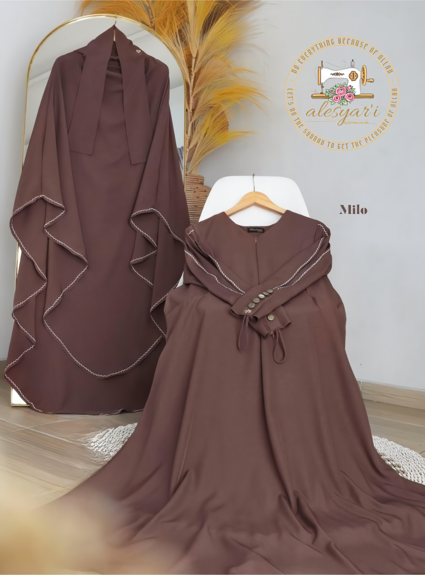 Alesyari Shop I Luxurious Set Abaya + Khimar Set Elegance, Comfort, and Style for Festivities