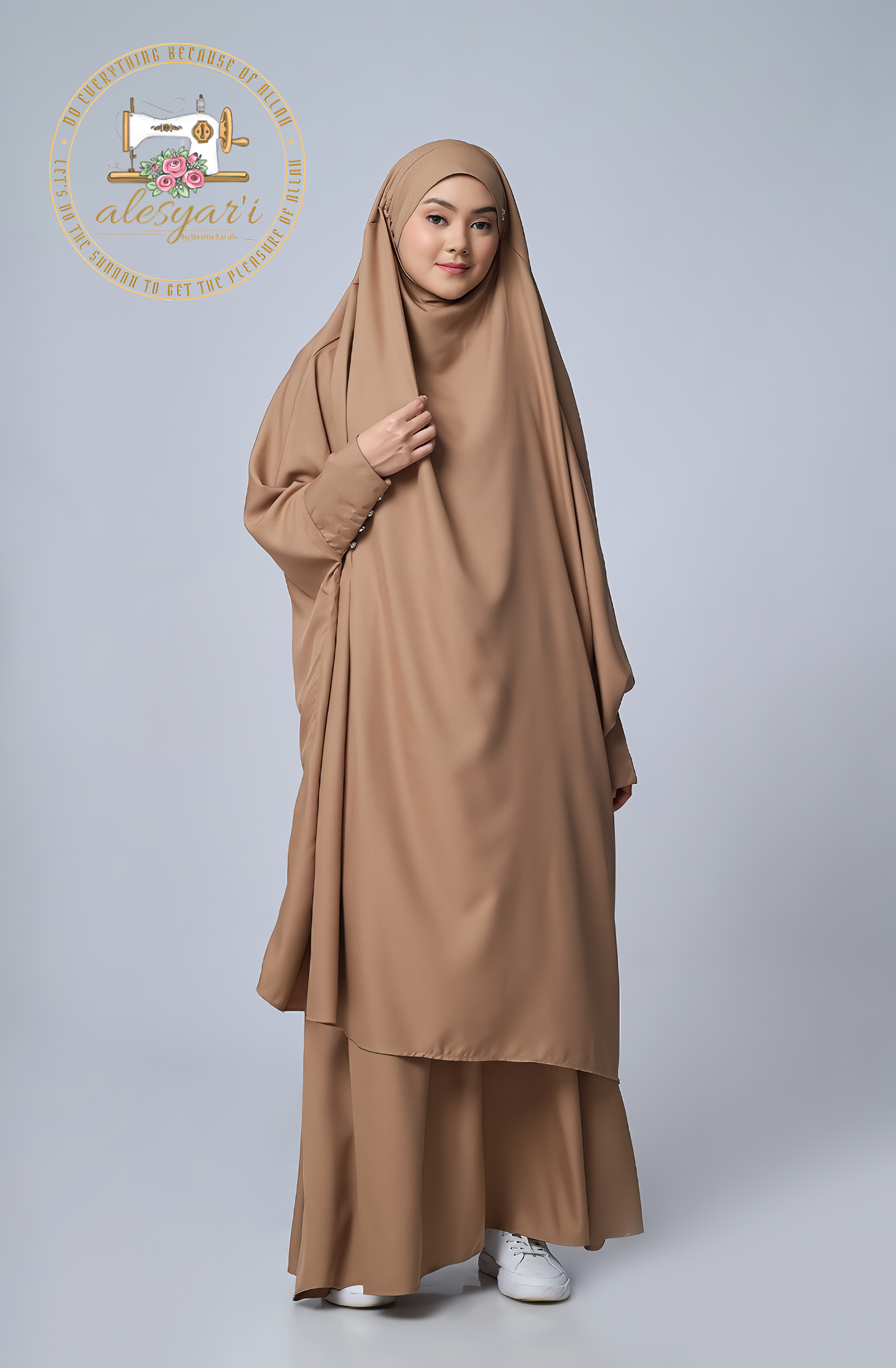 Alesyari Shop I French Khimar Set Skirt One Set Syari Enhance Your Hajj & Umrah Experience with Comfort and Elegance