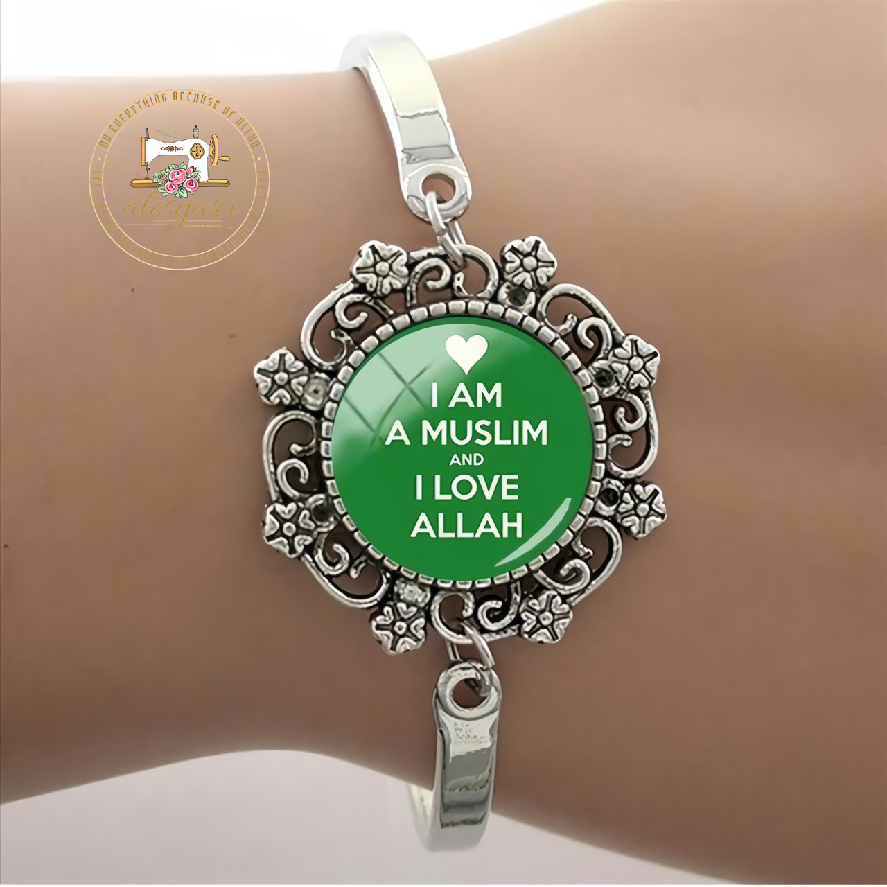 Alesyari Shop I Islamic Muslim Handmade Glass Bracelets: Unique Religious Bangle Jewelry for Men and Women