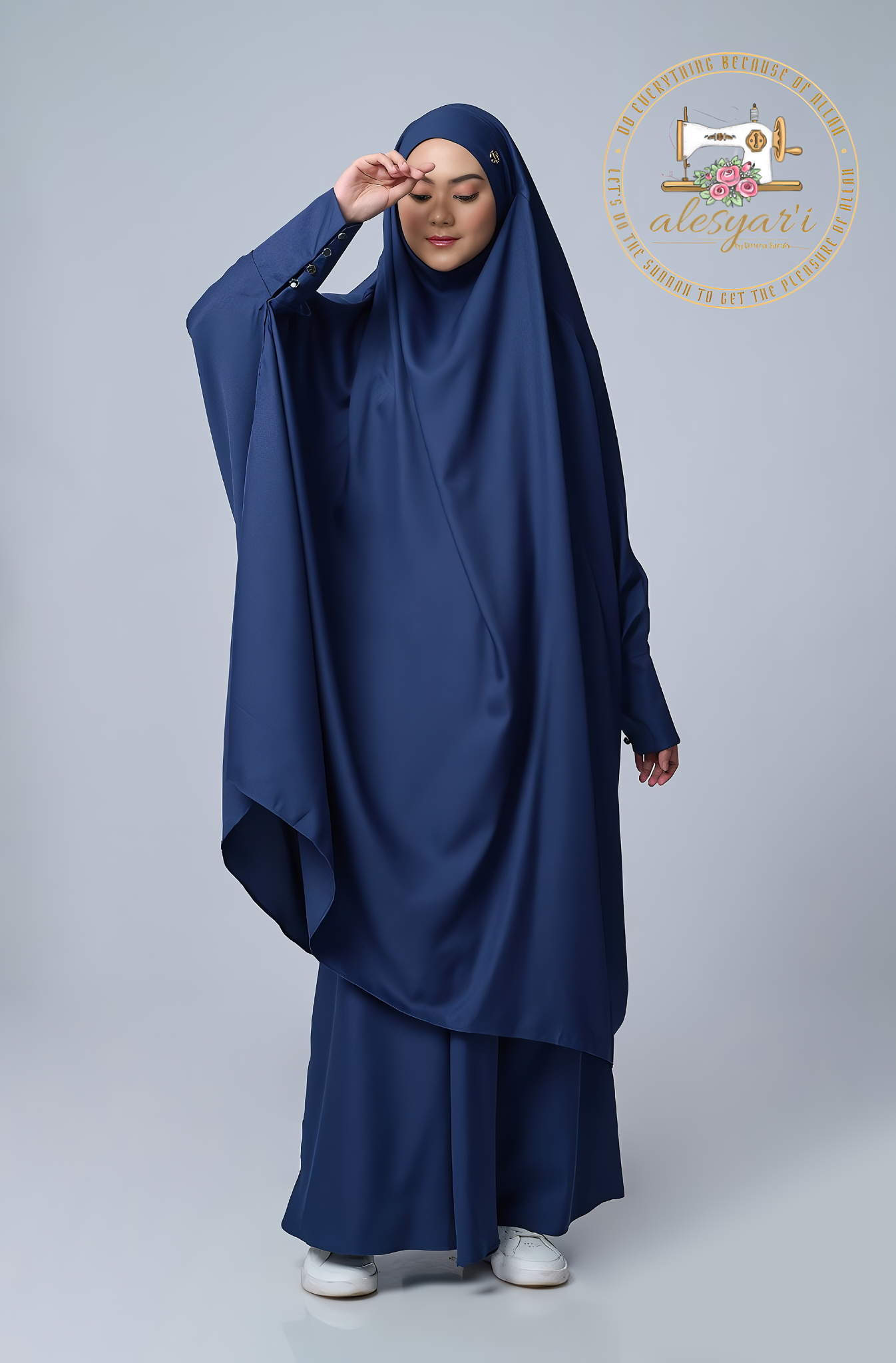 Alesyari Shop I French Khimar Set Skirt One Set Syari Enhance Your Hajj & Umrah Experience with Comfort and Elegance