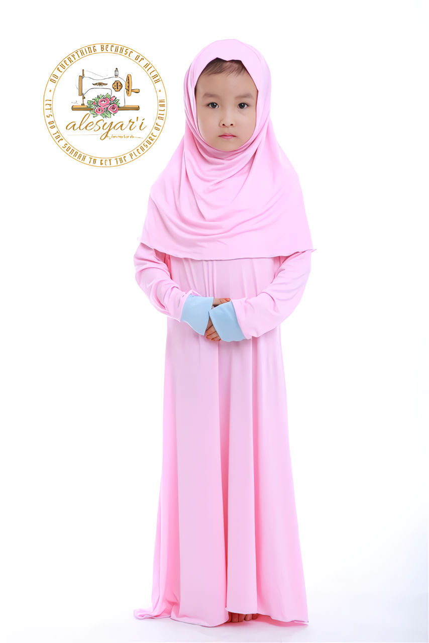 Alesyari Shop I Children's Ramadan Ensemble with Prayer Dress, Hijab, Abaya, and Robe for Girls, Perfect for Eid Party and Special Occasions