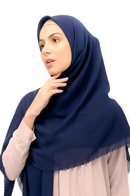 Premium Square Hijab Scarf Soft Voal Fabric Elegant Laser Cut Muslim Headwear for Women Perfect for Eid Ramadan 
