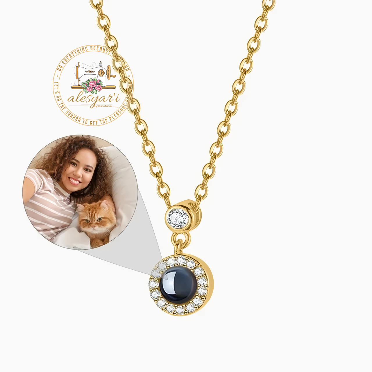 Alesyari Shop I Personalized Projection Photo Necklace with Pet Pendant - A Special Christmas Gift for Women and Men, Ideal for Memorial Jewelry