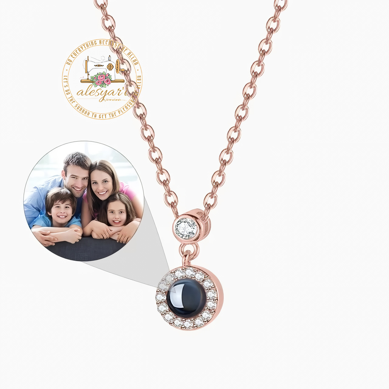 Alesyari Shop I Personalized Projection Photo Necklace with Pet Pendant - A Special Christmas Gift for Women and Men, Ideal for Memorial Jewelry