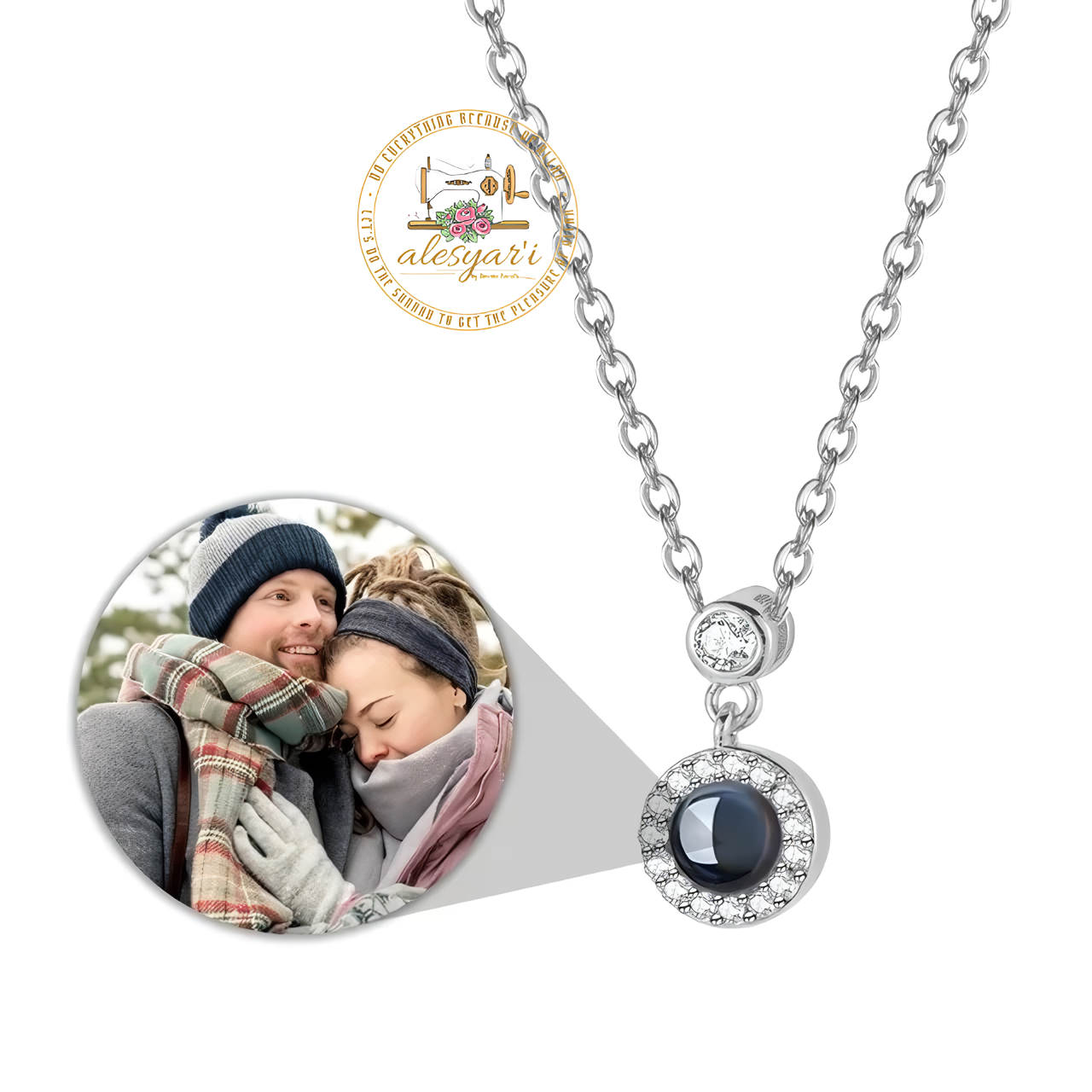 Alesyari Shop I Personalized Projection Photo Necklace with Pet Pendant - A Special Christmas Gift for Women and Men, Ideal for Memorial Jewelry