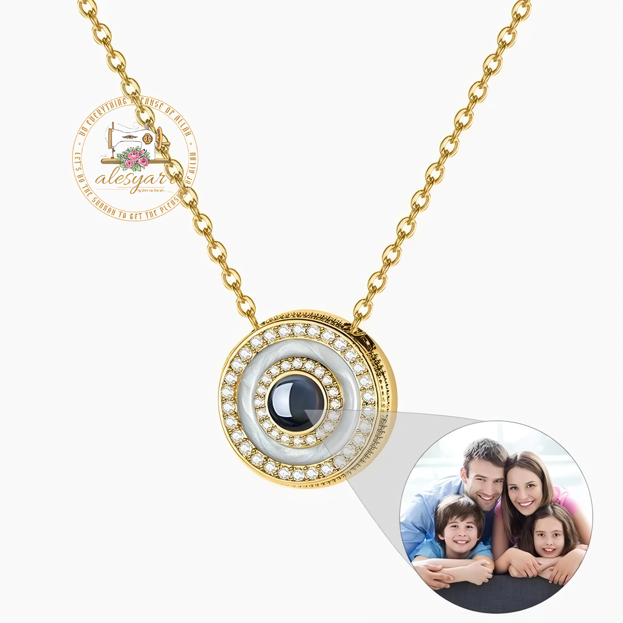 Alesyari Shop I Personalized Projection Photo Necklace with Pet Pendant - A Special Christmas Gift for Women and Men, Ideal for Memorial Jewelry