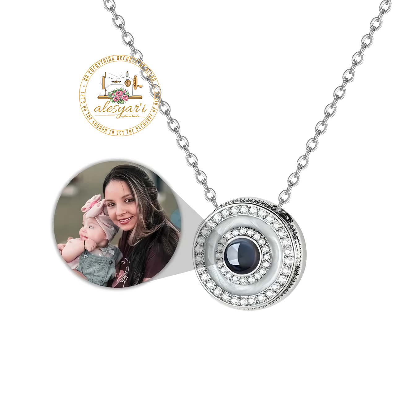 Alesyari Shop I Personalized Projection Photo Necklace with Pet Pendant - A Special Christmas Gift for Women and Men, Ideal for Memorial Jewelry