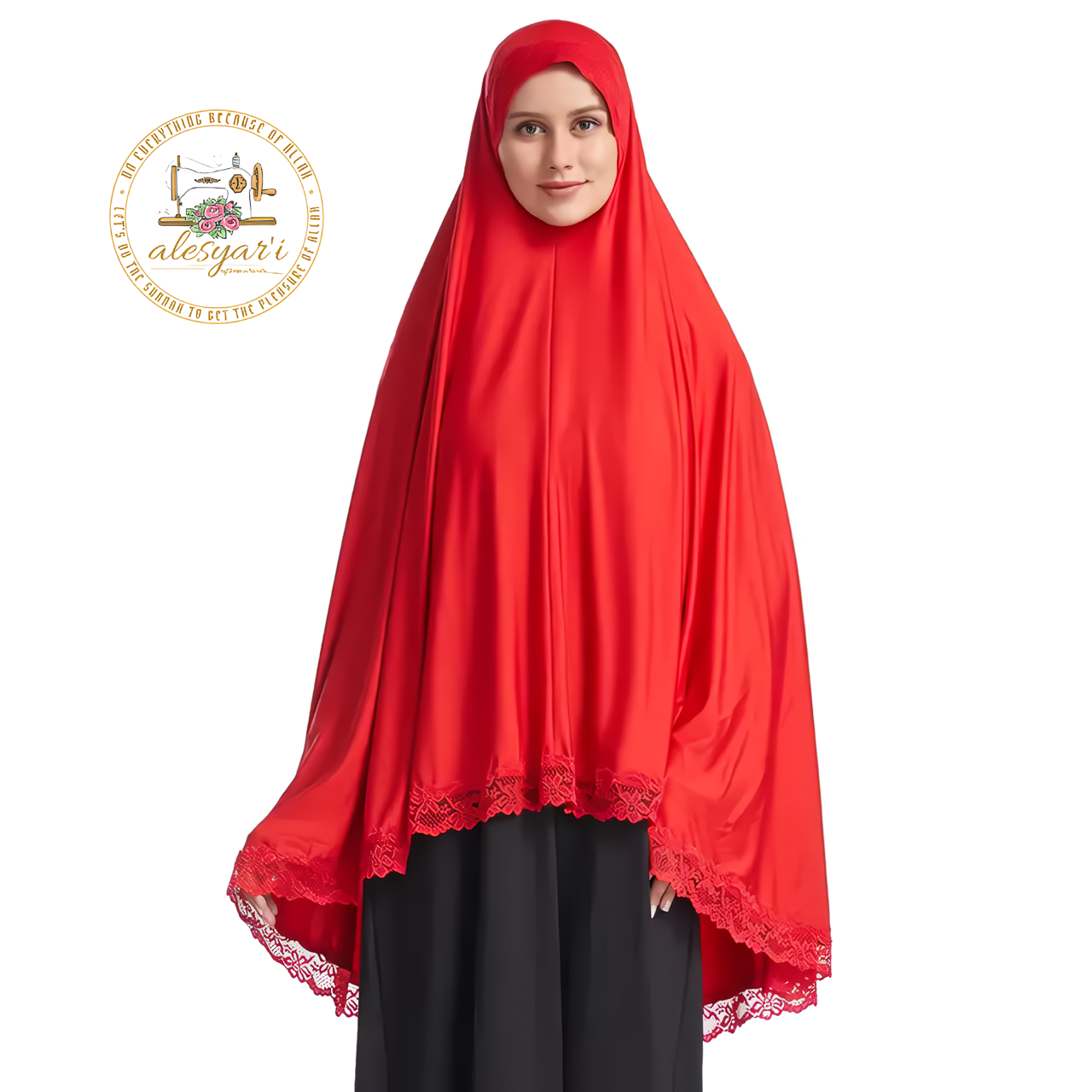 Alesyari Shop I Long Khimar Hijab for Muslim Women in Soft Solid Colors, Perfect for Ramadan and Eid Prayer