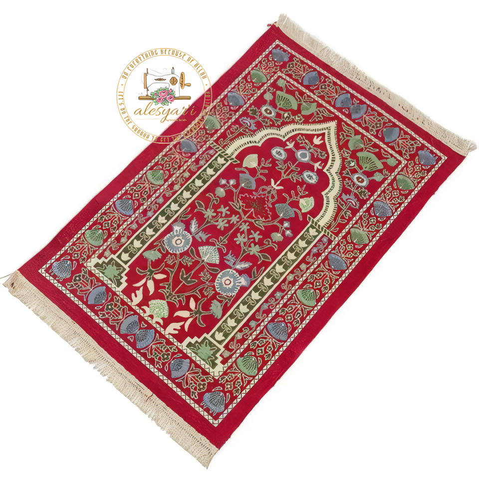 Alesyari Shop I Experience Sacred Comfort: Portable Islamic Prayer Mat for Muslim Worship and Home Decor