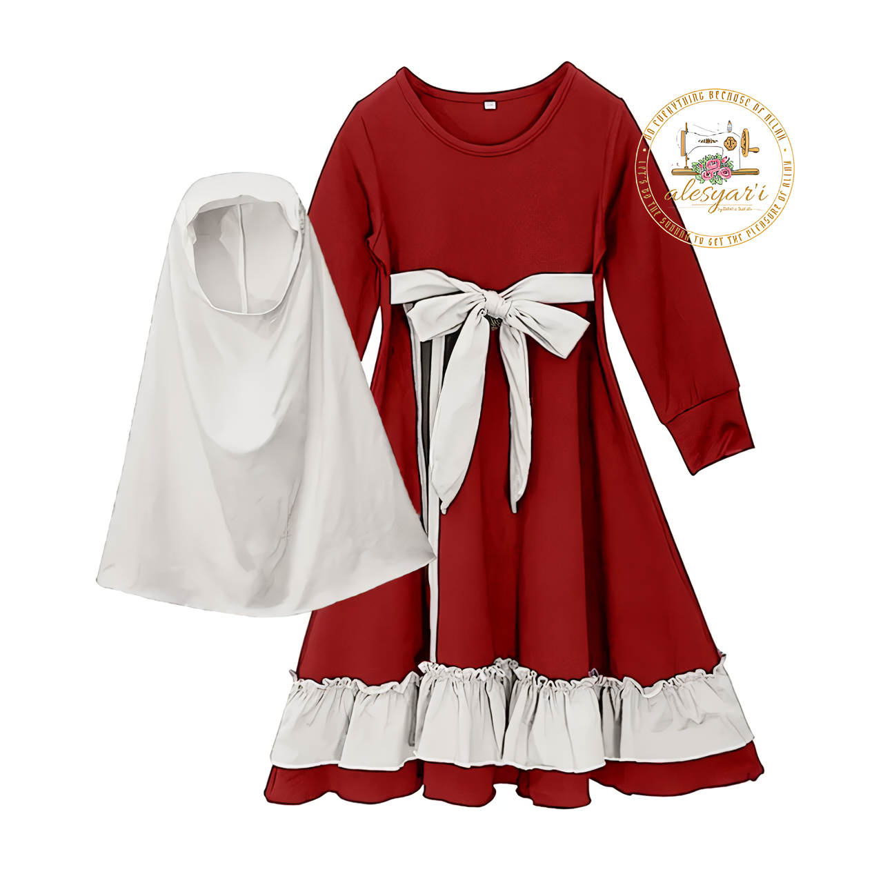 Alesyari Shop I 2-Piece Collection for Muslim Children – Girls' Prayer Dress and Hijab Abaya, Kids' Long Robe with Headscarf