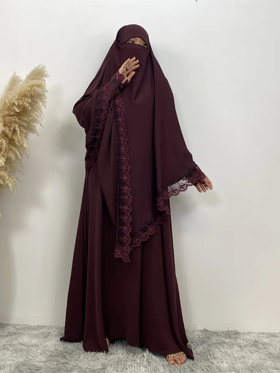 Alesyari Shop I 2 Piece Abayas For Women Hijab Dress Ensemble Femme Musulmane Modest Robe Khimar Dubai Islam Turkey Kaftan Muslim Sets