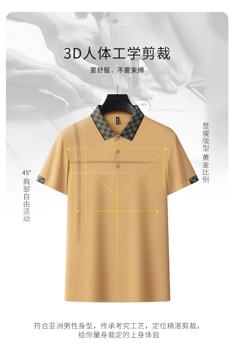 Brand embroidered polo shirt men's short sleeved T-shirt 2024 summer high-end leisure mercerized cotton Paul shirt men's wear