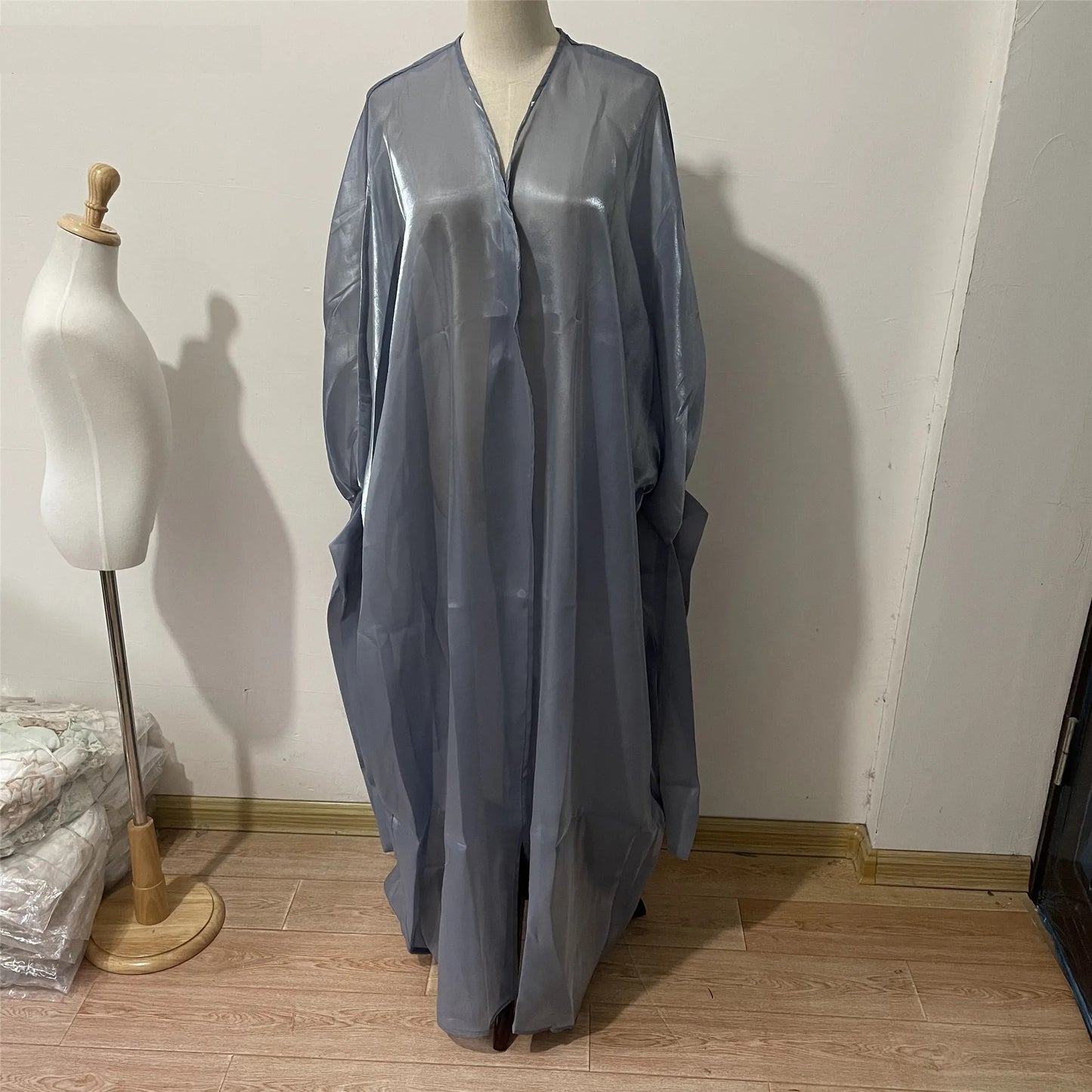 Shiny Soft Puff Sleeves Abaya for Summer Eid