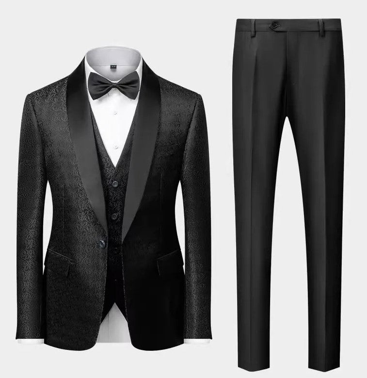 Coat Vest Pants 3 Piece Suit Set Luxury Groom Wedding Dress Party High End Waistcoat Slim Fit Lapel Blazer Jacket Men Trousers