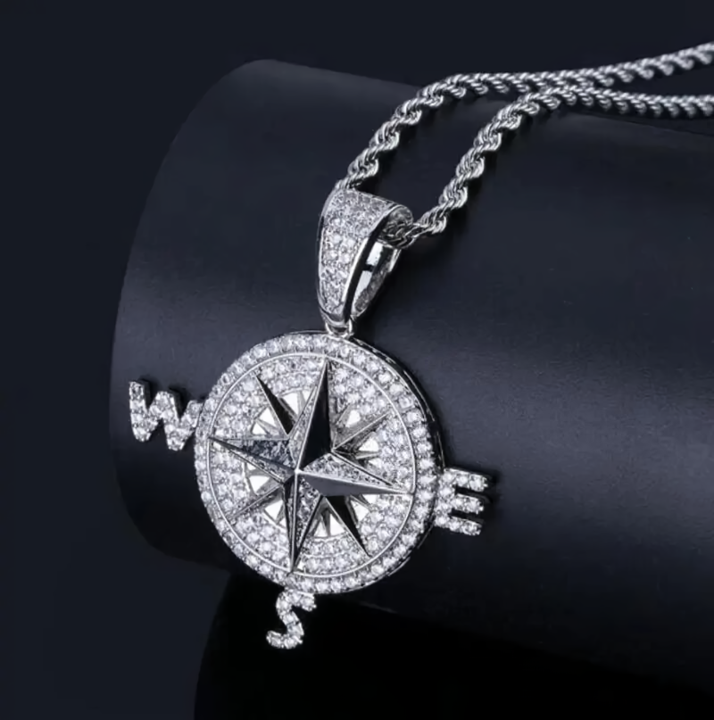 Men's Street Party Necklace with Viking Compass Pendant - Vintage Style