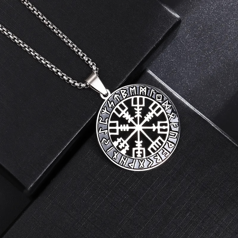 Alesyari Shop I Men's Street Party Necklace with Viking Compass Pendant - Vintage Style