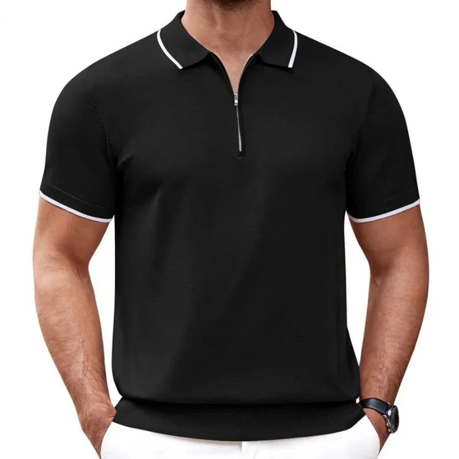 2024 Men's Summer Casual Knitted Polo Shirts Formal BusinessTurn Down Collar Solid Short Sleeve T-Shirt Leisure Breathable Tops