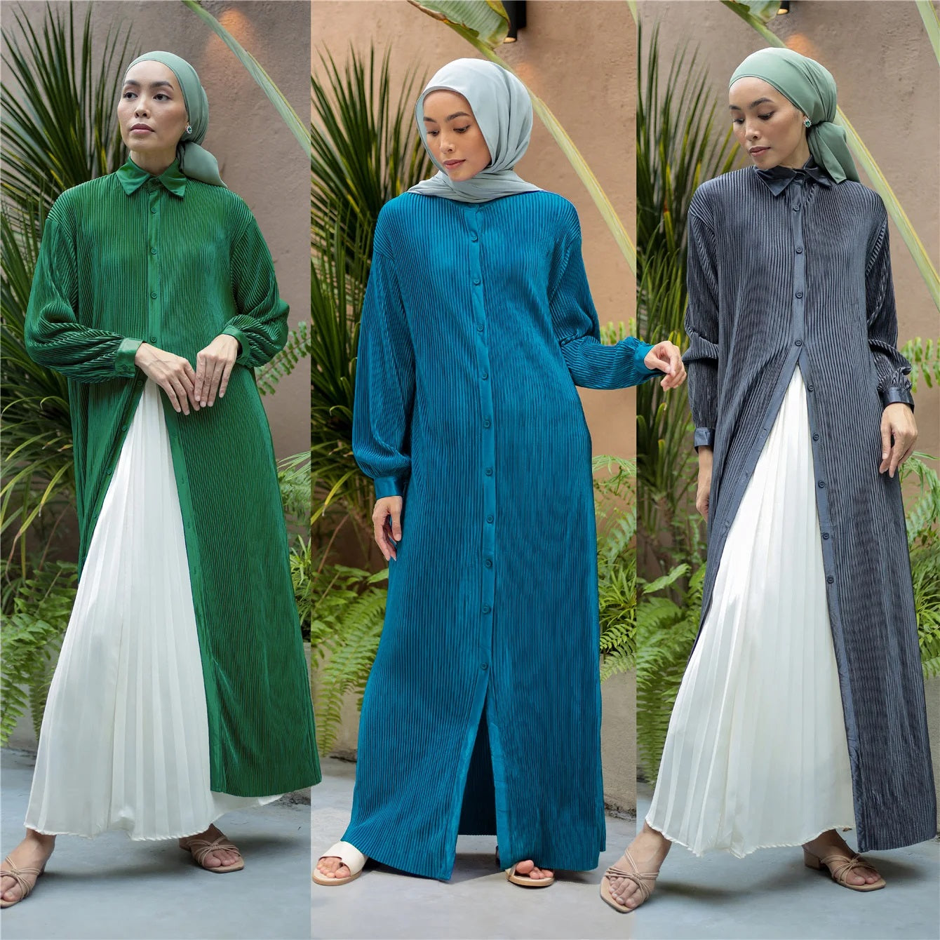 Alesyari Shop I Islamic Kimono Abaya Dress: Indonesian, Malay, Arab, Middle Eastern Inspired Folding Gown - Jalabiya for Women, Ideal for Cardigan, Middle Eastern Attire.