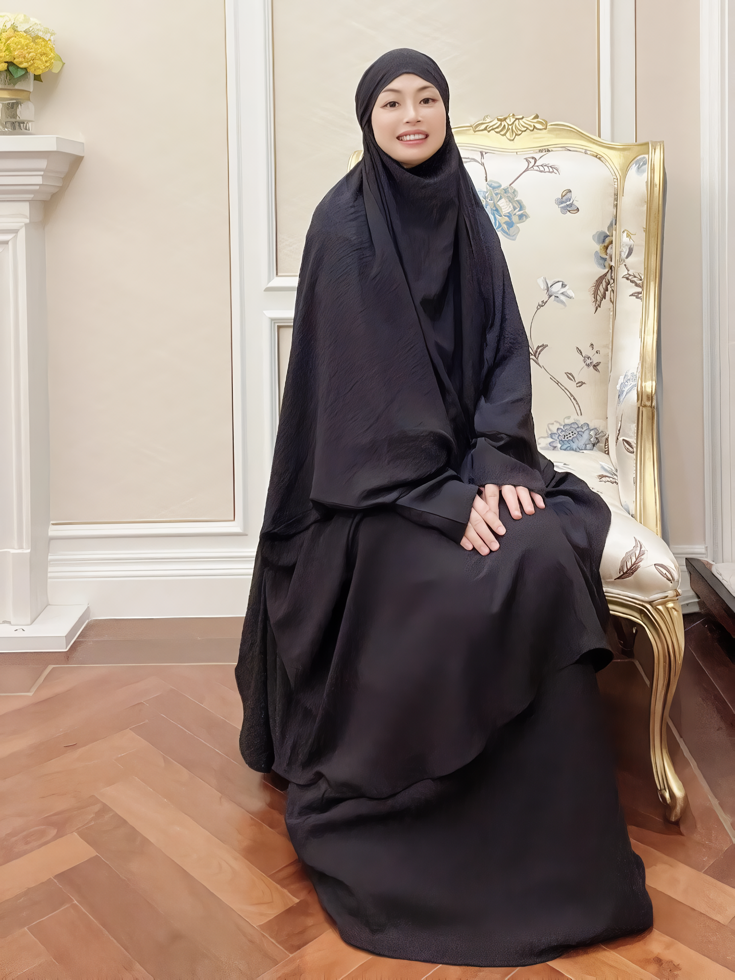 Alesyari Shop I Long Khimar Set: Muslim Abaya, Dubai Saudi Prayer Dress - 2 Pieces