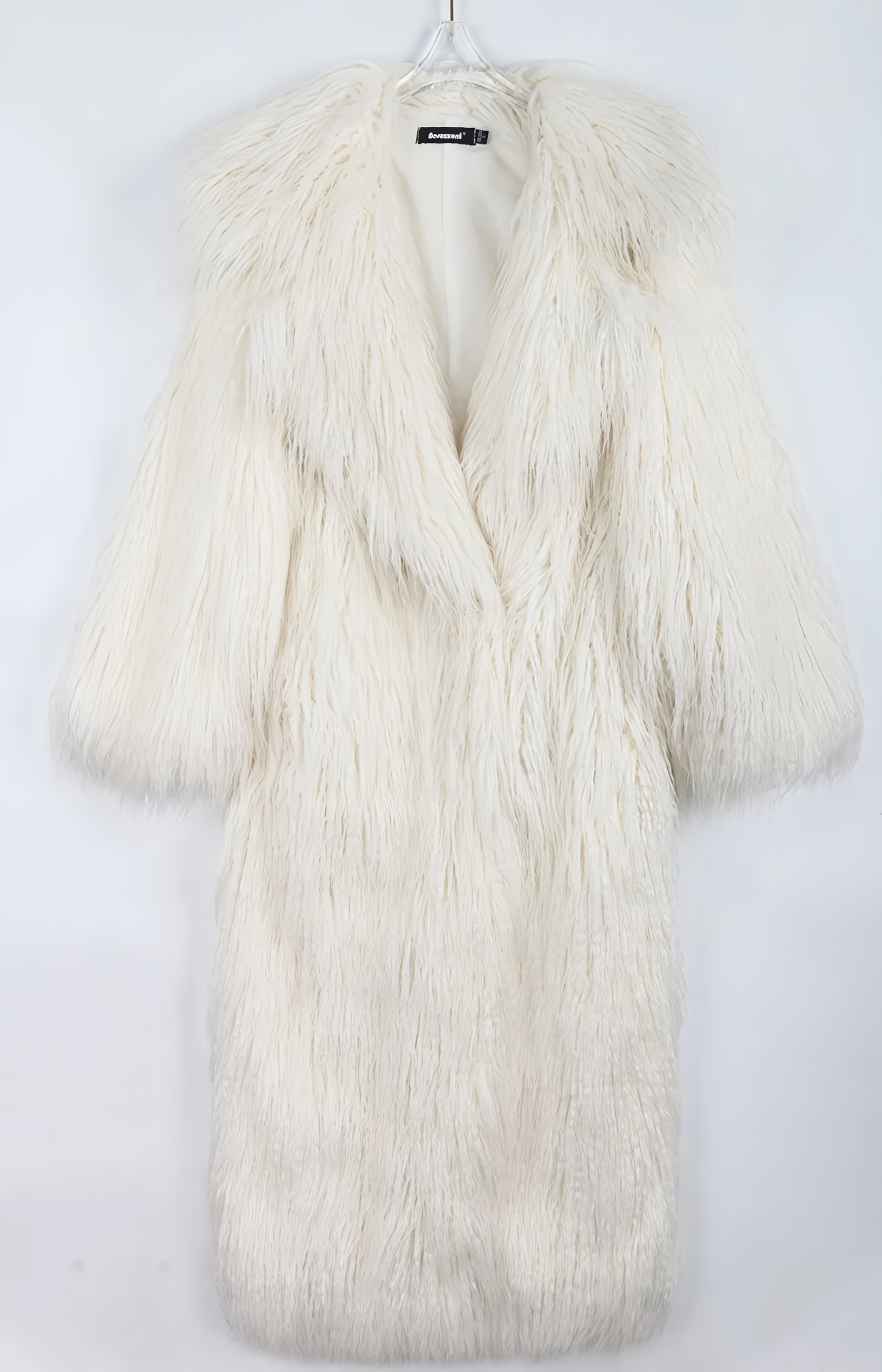 Alesyari Shop I 2023 Stylish Long Faux Mongolia Lamb Fur Coat for Warmth in White and Black