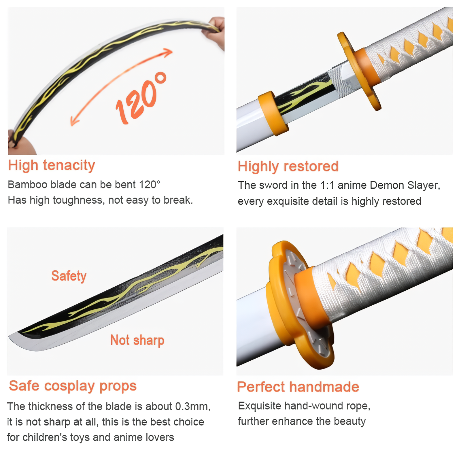 Alesyari Shop I Toy Sword Demon Slayer Katana 80cm Wooden Sword Cosplay Weapon Zenitsu Muichirou Mitsuri 1:1 Original patterns and styles