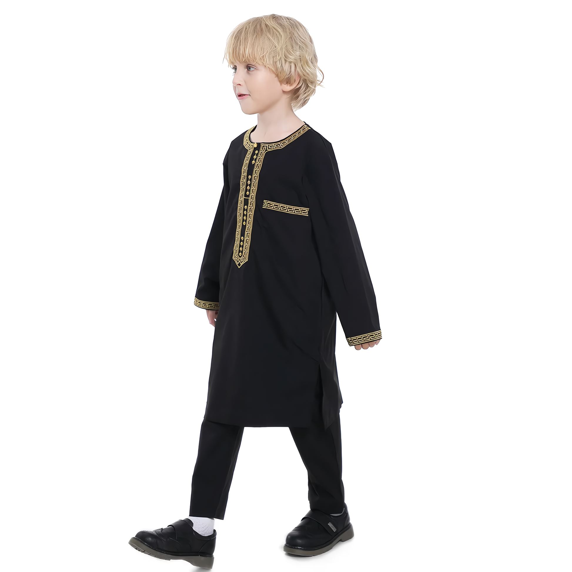 Alesyari Shop I 2024 Saudi Arabia Children Robe Muslim Clothes Kids Qamis Boy Jubba Thobe 2 Piece Set Islamic Clothing Men Party Abaya Kaftan