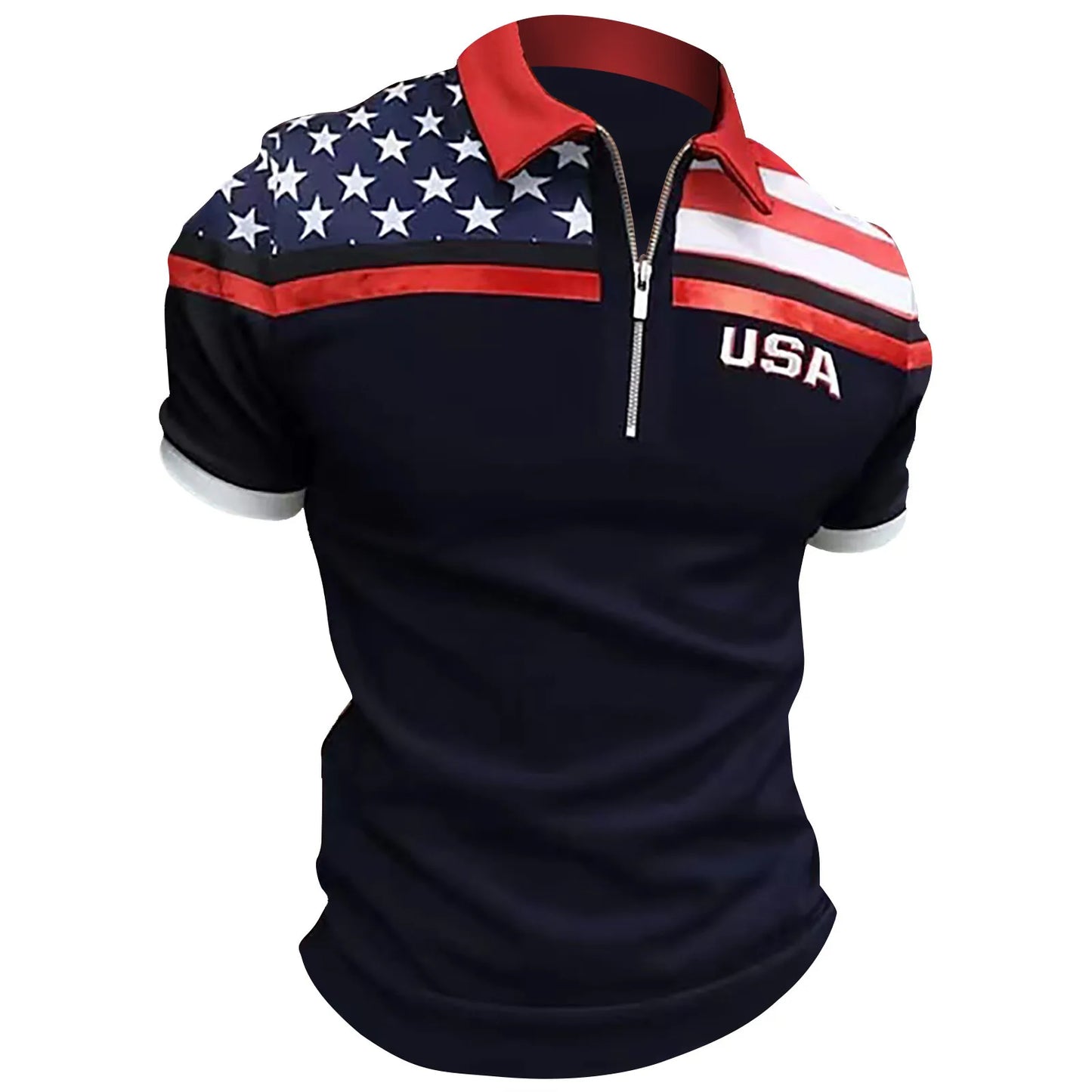 Men's Polo Shirt Independence Day Muscle Turn Down Collar American Flag Print Patriotic Shirts Slim Fit Short Sleeve ropa hombre