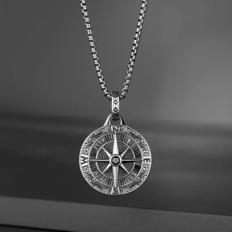 Alesyari Shop I Men's Street Party Necklace with Viking Compass Pendant - Vintage Style