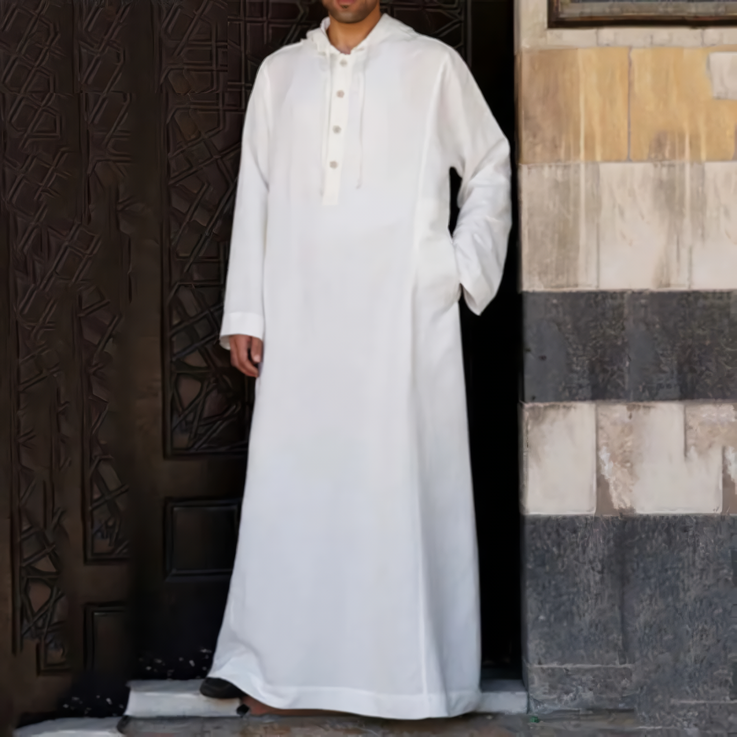 Alesyari Shop I Islamic Jubba Thobe Long Sleeve Robe Shirts Hoodies Saudi Arab Kaftan Long Jubba Thobe Hombre Muslim Men Abaya Clothing