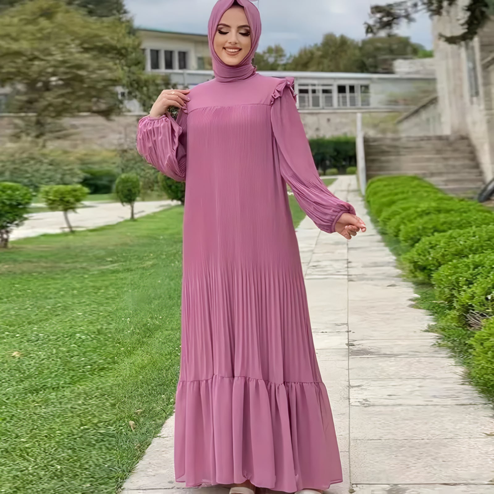 Alesyari Shop I New Simple Muslim Women's Dress - Turkish Pullover Fashion