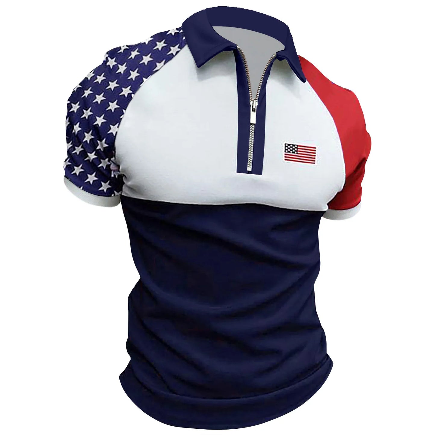 Men's Polo Shirt Independence Day Muscle Turn Down Collar American Flag Print Patriotic Shirts Slim Fit Short Sleeve ropa hombre