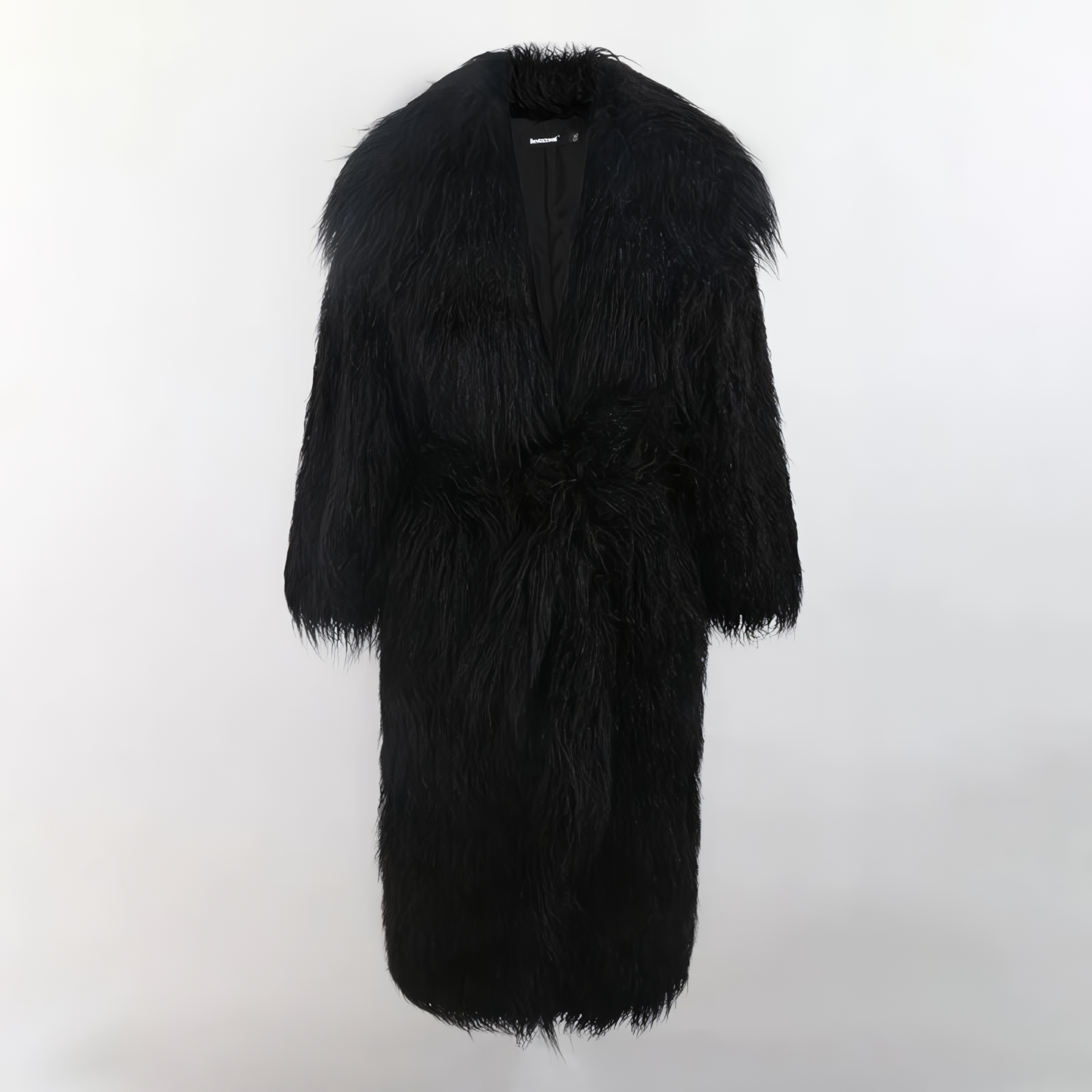 Alesyari Shop I 2023 Stylish Long Faux Mongolia Lamb Fur Coat for Warmth in White and Black