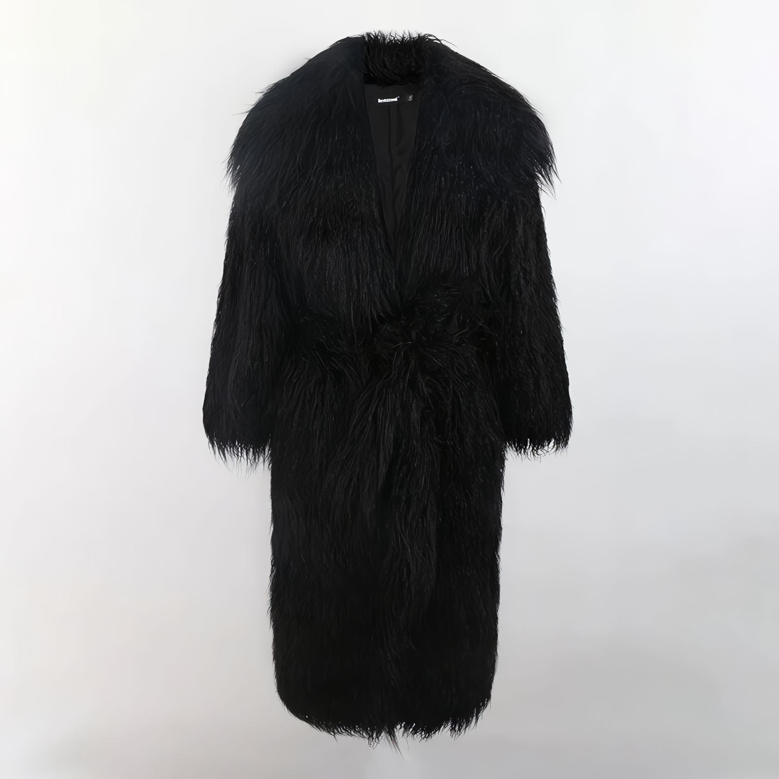 Alesyari Shop I 2023 Stylish Long Faux Mongolia Lamb Fur Coat for Warmth in White and Black