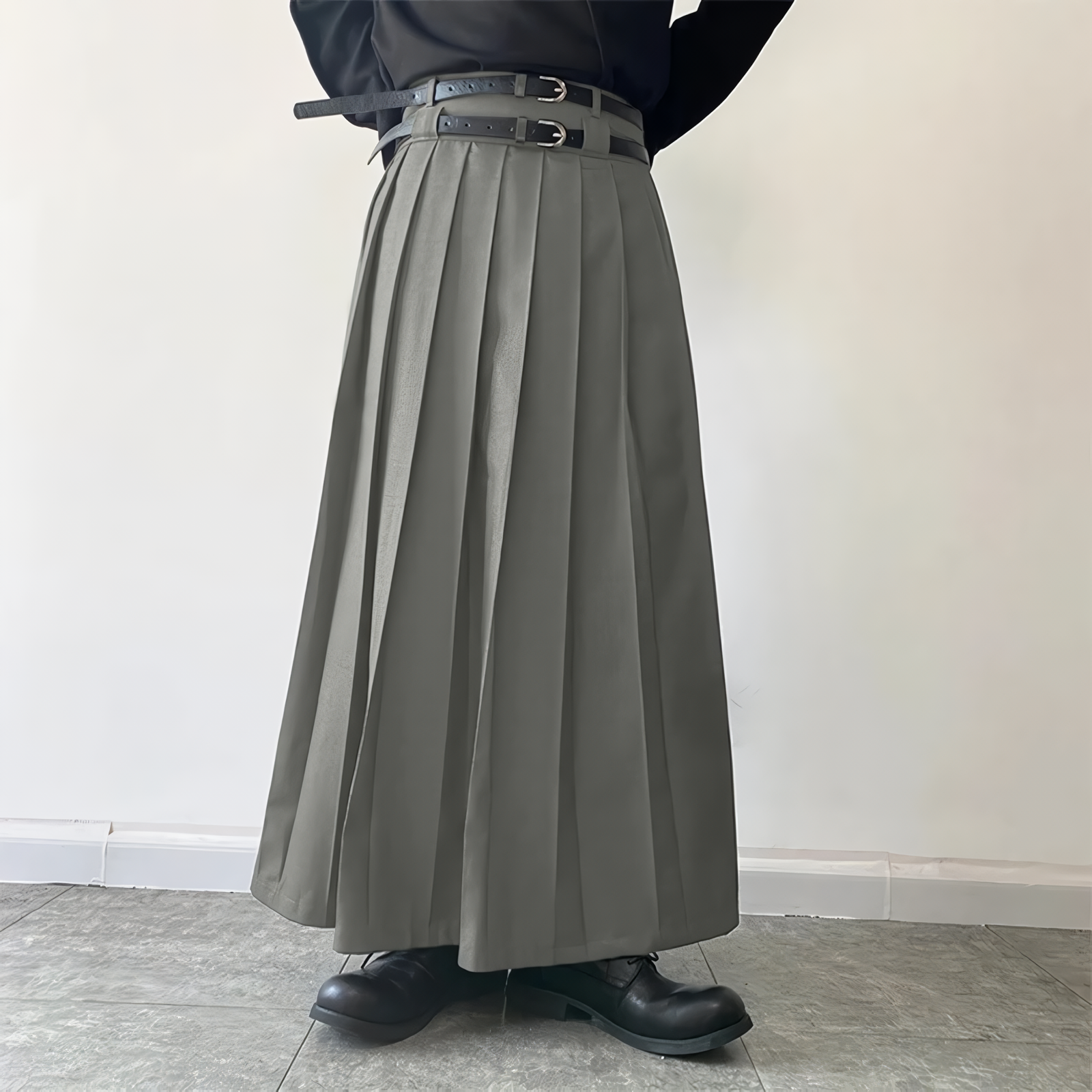 Aleysari Shop I Men's Casual Pleated Zipper Skirts: Streetwear Style in Solid Colors, S-5XL