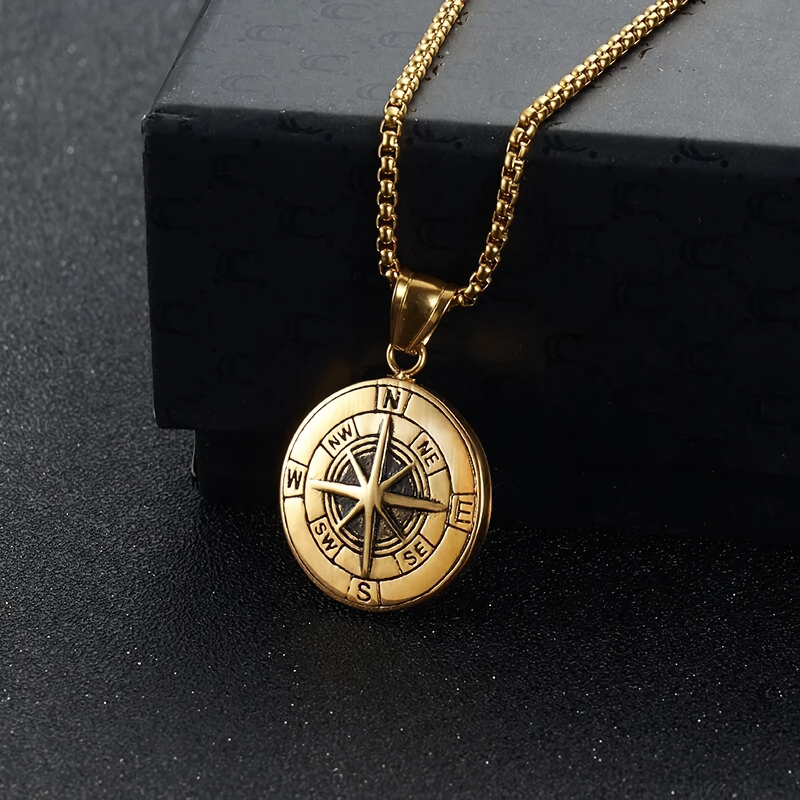 Alesyari Shop I Men's Street Party Necklace with Viking Compass Pendant - Vintage Style