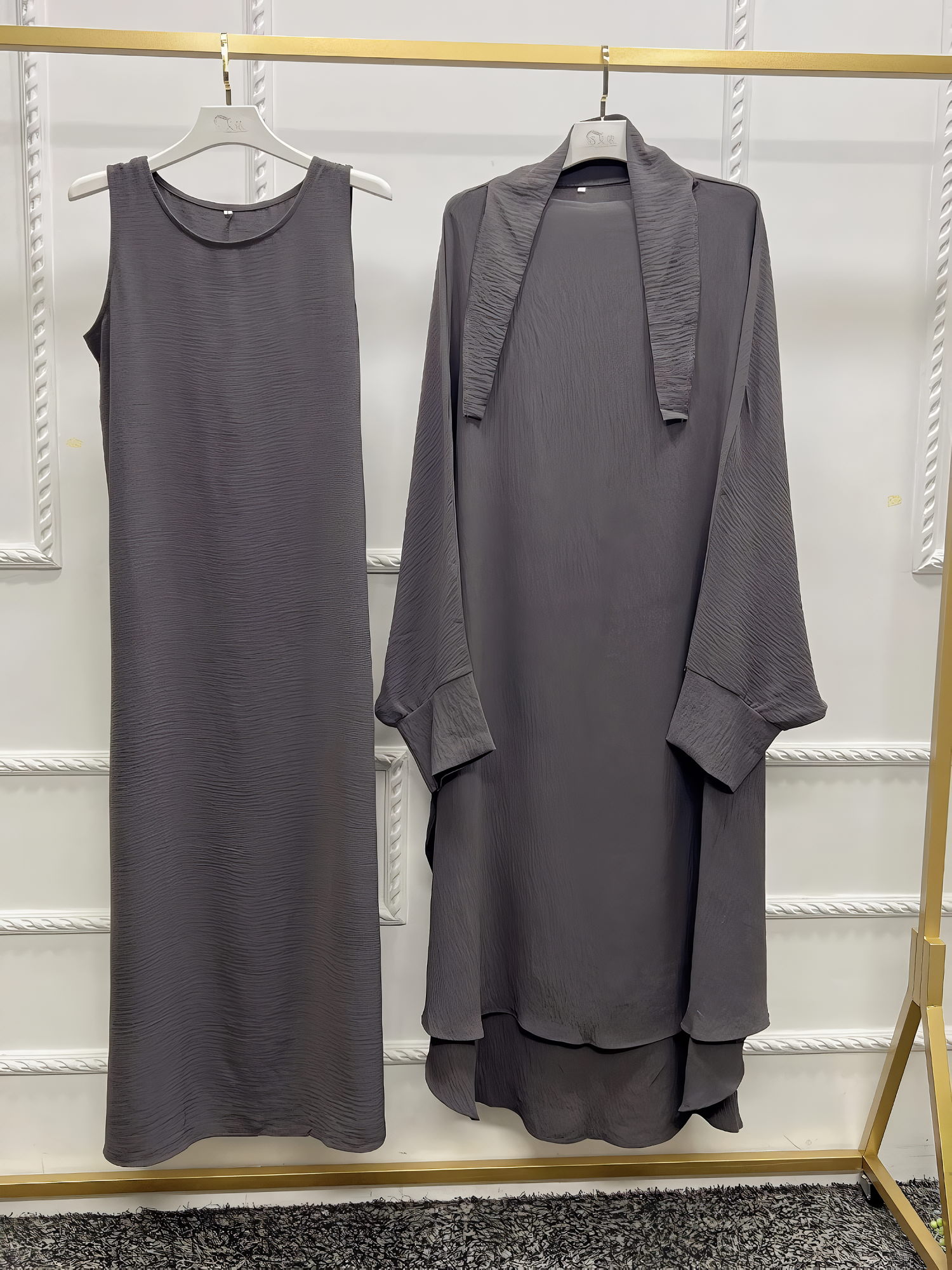 Alesyari Shop I Long Khimar Set: Muslim Abaya, Dubai Saudi Prayer Dress - 2 Pieces