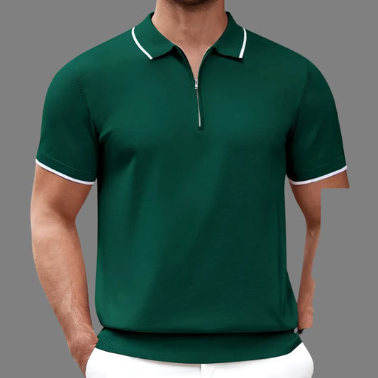 2024 Men's Summer Casual Knitted Polo Shirts Formal BusinessTurn Down Collar Solid Short Sleeve T-Shirt Leisure Breathable Tops