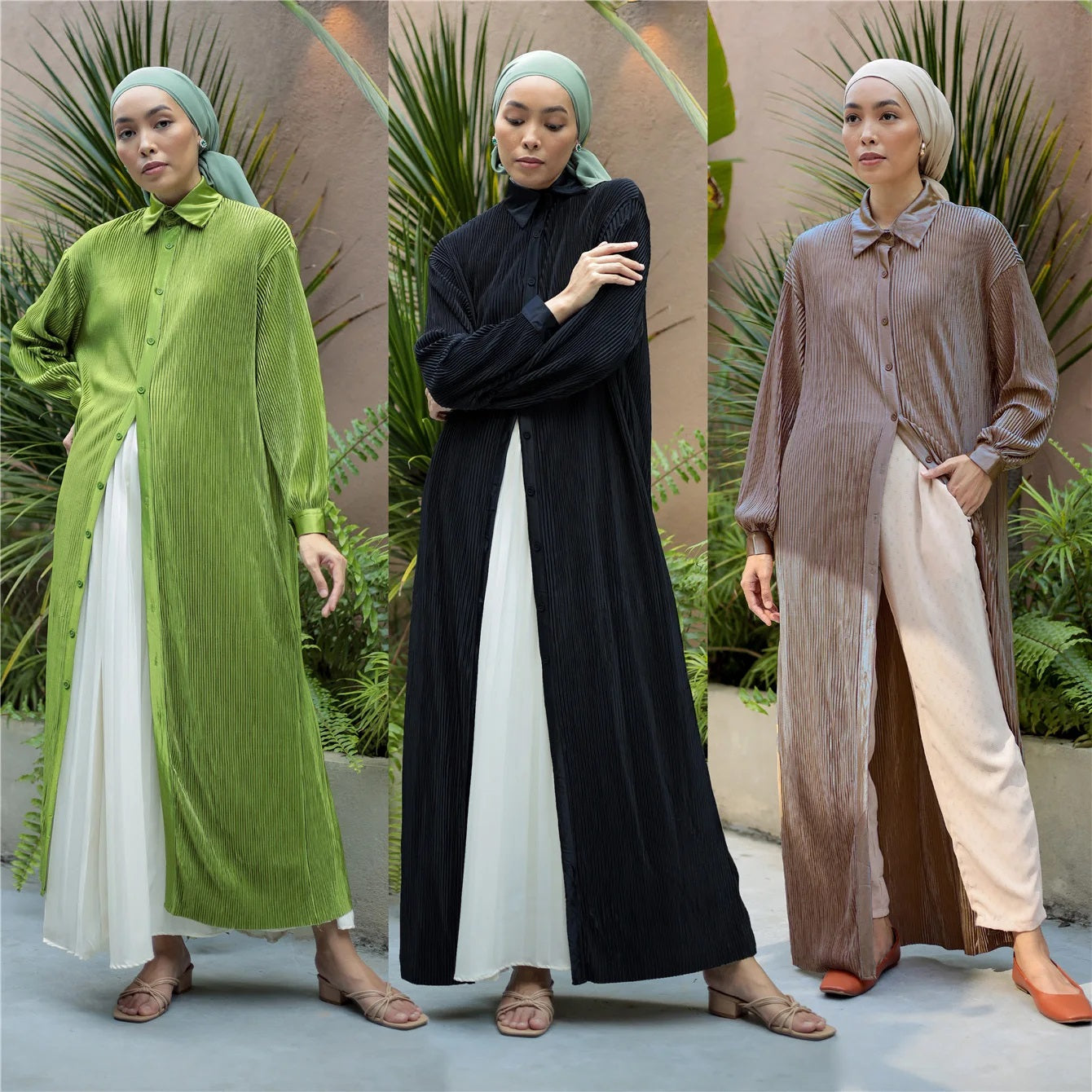 Alesyari Shop I Islamic Kimono Abaya Dress: Indonesian, Malay, Arab, Middle Eastern Inspired Folding Gown - Jalabiya for Women, Ideal for Cardigan, Middle Eastern Attire.