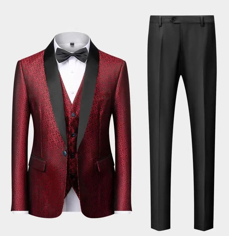 Coat Vest Pants 3 Piece Suit Set Luxury Groom Wedding Dress Party High End Waistcoat Slim Fit Lapel Blazer Jacket Men Trousers