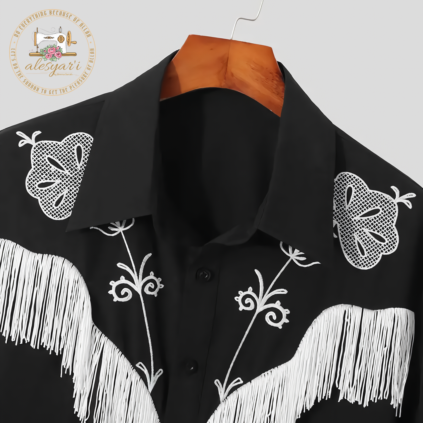 Alesysari Shop I 2024 Men Shirt Embroidered Tassel Patchwork Lapel Long Sleeve Fashion Camisa Streetwear Button Casual Men Clothing S-5XL