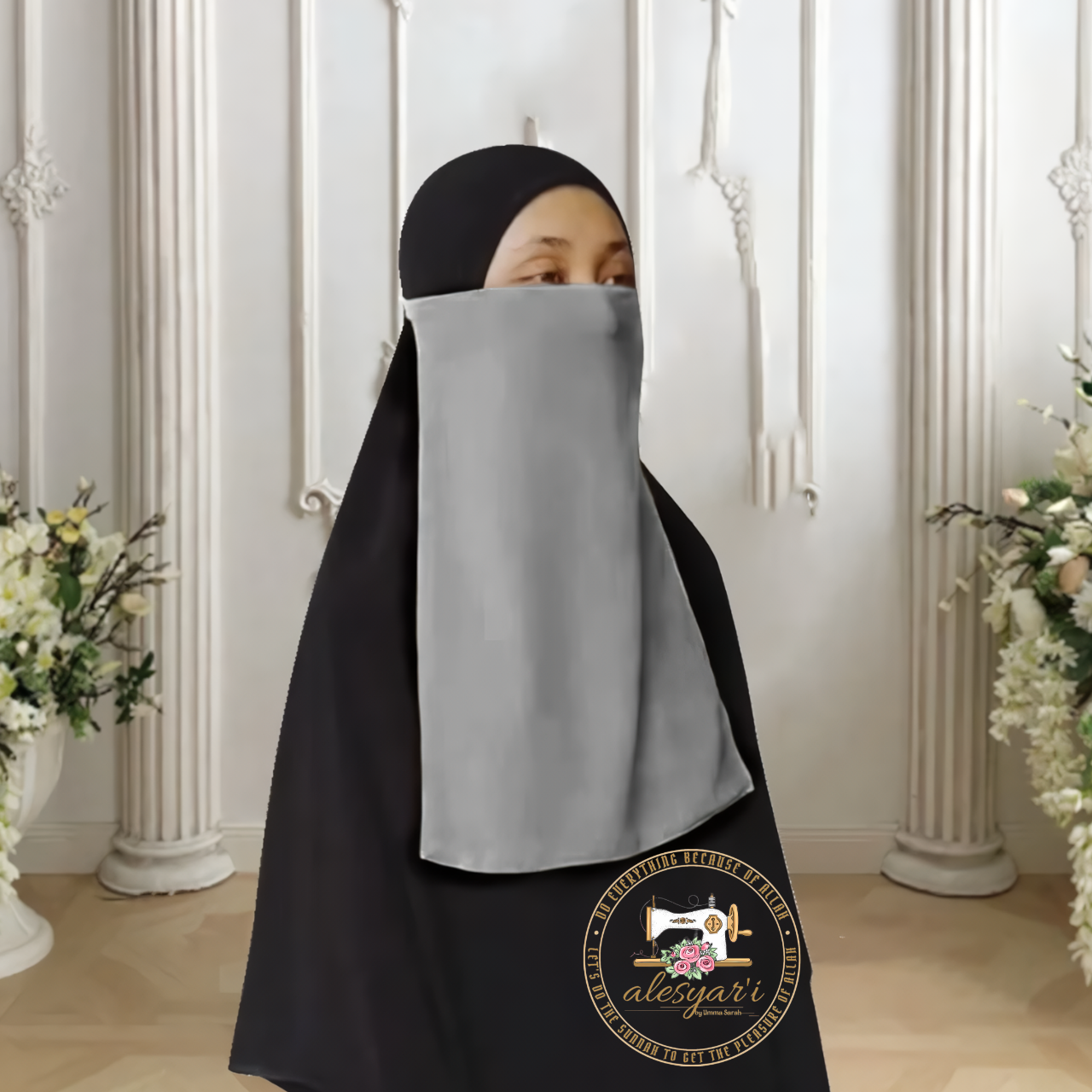 Alesyari Shop I Muslim Bandana Scarf Islamic Niqab Burqa Bonnet Hijab Chiffon Veil Headwear Black Face Cover Abaya Women's Hijabs Wrap Head