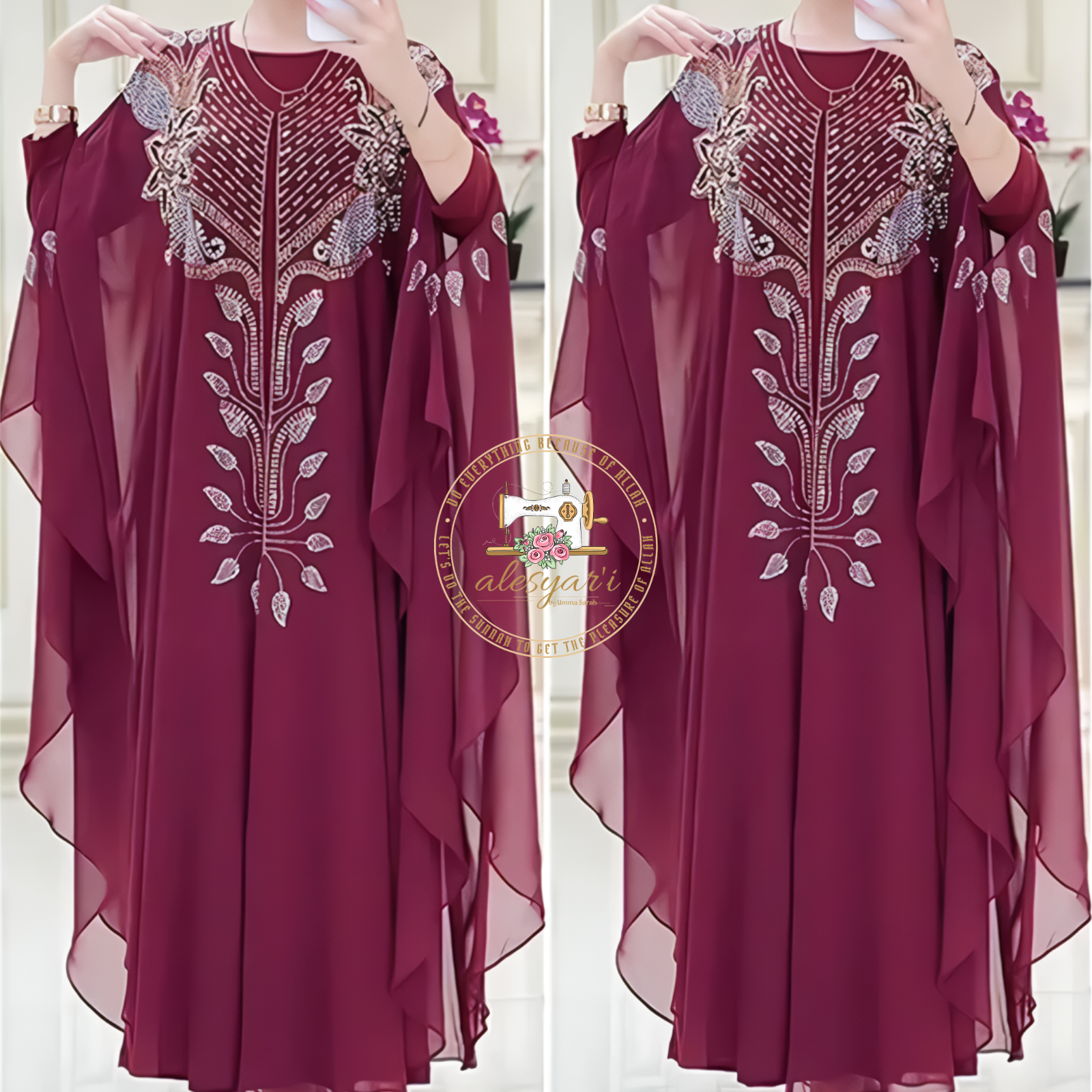 Alesyari Shop I Muslim Kaftan Abaya Dress Women Dubai Turkish Chiffon Party Dresses Elegant Evening Gown African Boubou Fashion Outfit Open Robe