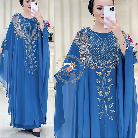 Alesyari Shop I Muslim Kaftan Abaya Dress Women Dubai Turkish Chiffon Party Dresses Elegant Evening Gown African Boubou Fashion Outfit Open Robe