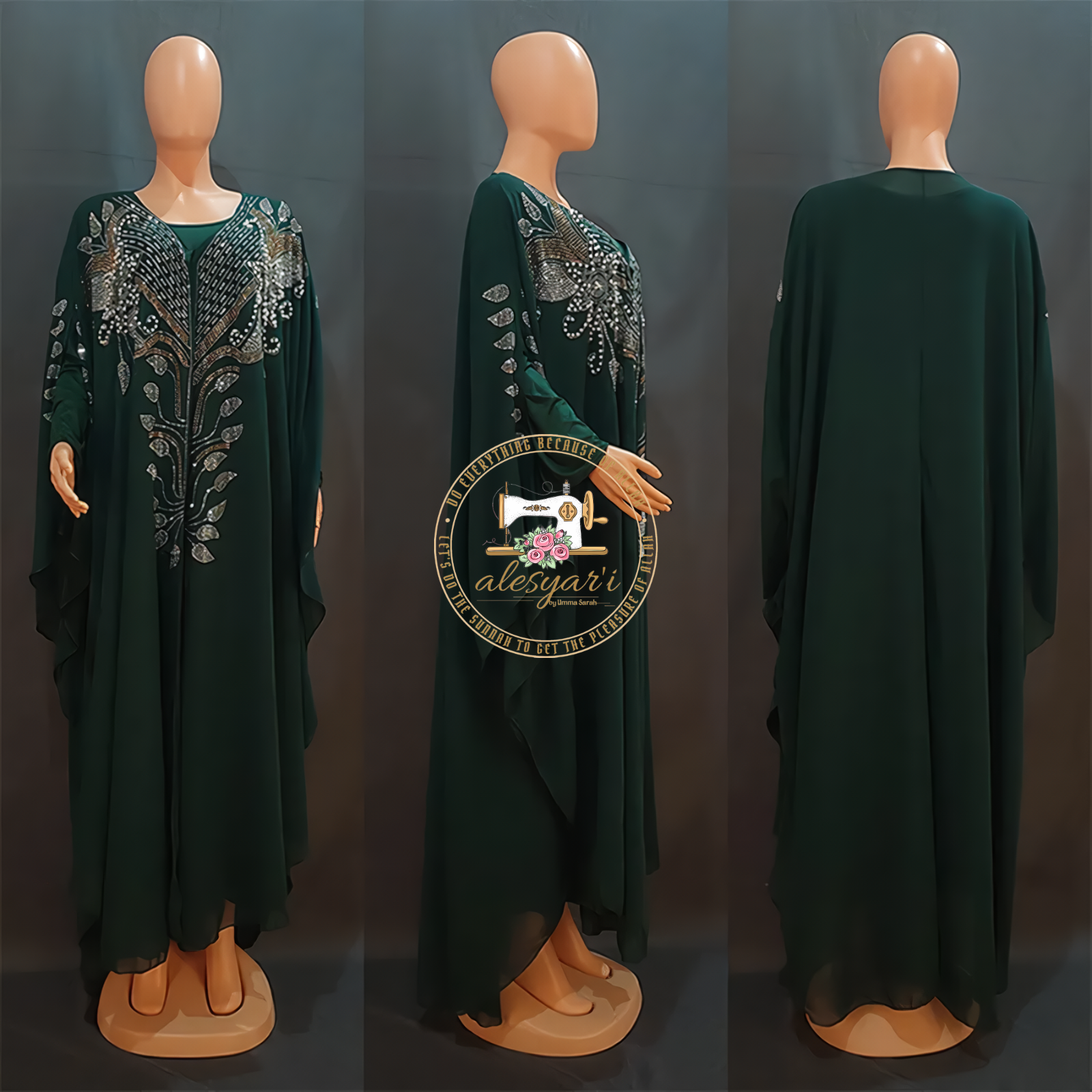 Alesyari Shop I Muslim Kaftan Abaya Dress Women Dubai Turkish Chiffon Party Dresses Elegant Evening Gown African Boubou Fashion Outfit Open Robe