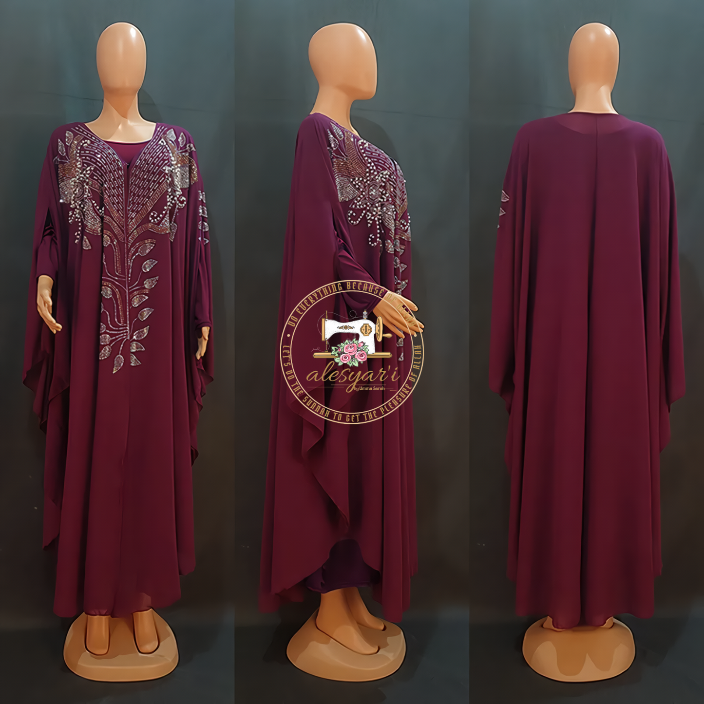 Alesyari Shop I Muslim Kaftan Abaya Dress Women Dubai Turkish Chiffon Party Dresses Elegant Evening Gown African Boubou Fashion Outfit Open Robe