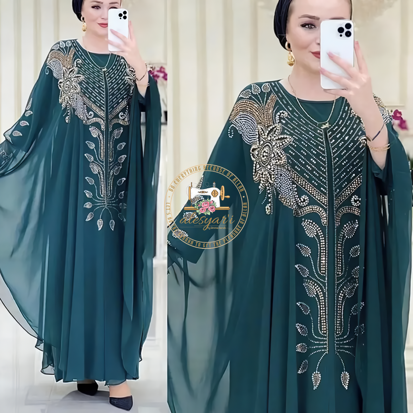 Alesyari Shop I Muslim Kaftan Abaya Dress Women Dubai Turkish Chiffon Party Dresses Elegant Evening Gown African Boubou Fashion Outfit Open Robe