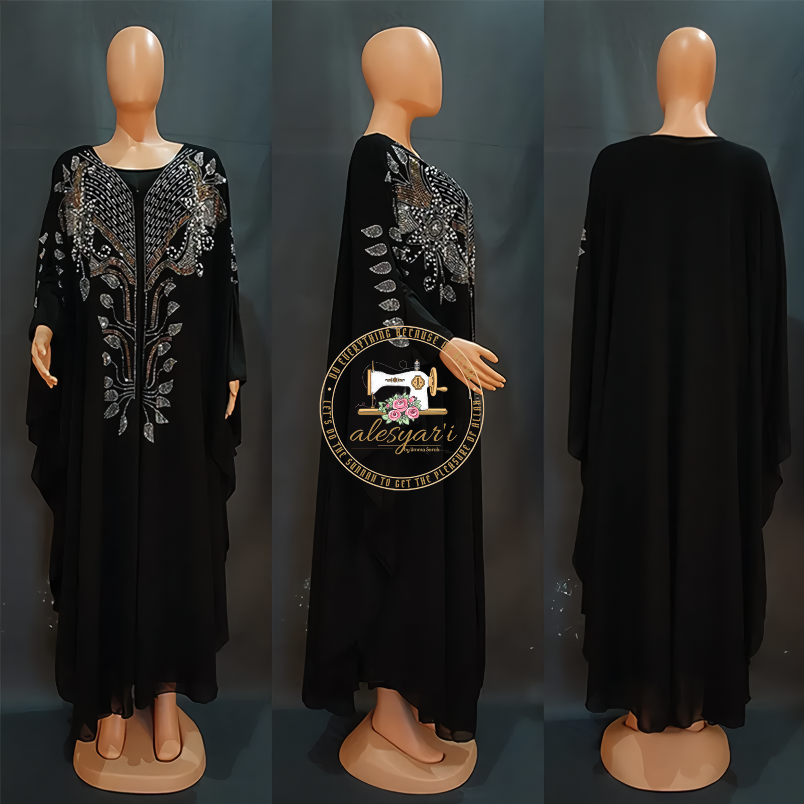 Alesyari Shop I Muslim Kaftan Abaya Dress Women Dubai Turkish Chiffon Party Dresses Elegant Evening Gown African Boubou Fashion Outfit Open Robe