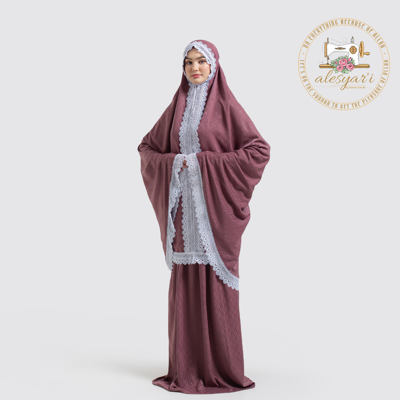 Alesyari Shop I 2-Piece Silky Skirt Sets with Lace Trim for Women's Prayer Garment - Perfect for Eid and Muslim Prayer in Saudi Arabia